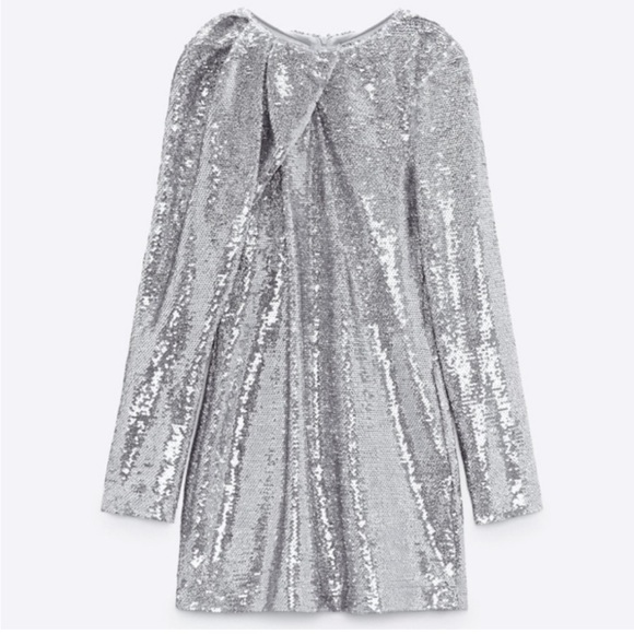 zara sequin silver dress ZARA NWT WOMAN LONG SEQUIN DRESS SILVER 9324/597 XS,S,M